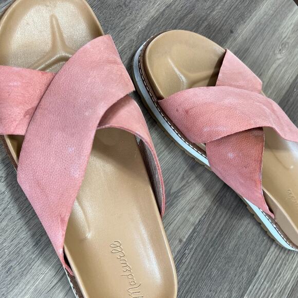 Madewell Leather 2 strap Sandals pink cross platform Size 10 - Picture 4 of 8